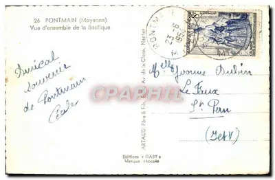 Pontmain (Mayenne) — Vue d'ensemble de la Basilique — Éditions Gaby — Verso