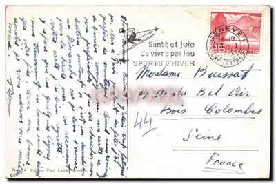 Genewa. Widok na Salève — Wydawnictwo Paul Lebel, nr 44 — Rewers