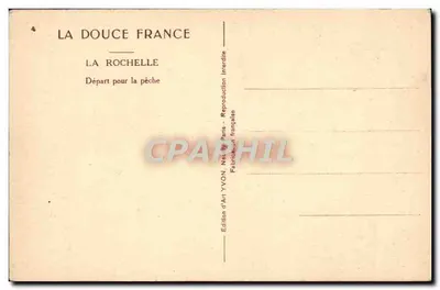 La Rochelle — Partida para a pesca — Edição de Arte YVON, Paris — Verso