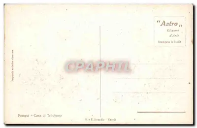 Pompéia - Casa de Tritolemo — Edições de Arte 'Astro' - S. e R. Donadio - Nápoles — Verso