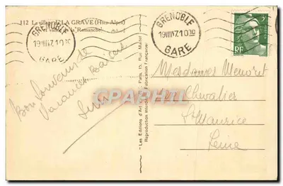 Wioska LA GRAVE (Hautes-Alpes) — widok doliny Romanche — wydawca J. Jon, nr 112 — Rewers
