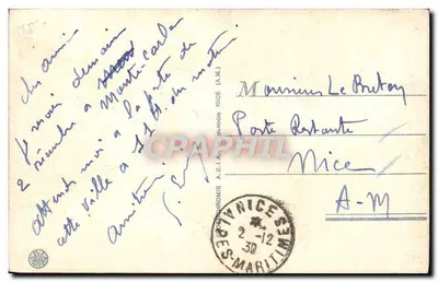 Menton (A.M.) — Widok z mostu Saint-Louis — A.D.I.A. (Nice) — Rewers