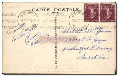La Bourboule - Ogólny widok i funikular — J. Gouttefange, wydawca, n°174 — Rewers