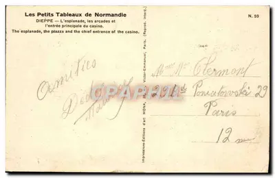Dieppe — Plac, arcady i wejście główne do kasyna — MONA, N. 59 — Rewers