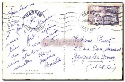 Cannes — Ogólny widok z Mont Chevalier — Real-Photo « C.A.P. » nr 36 — Rewers