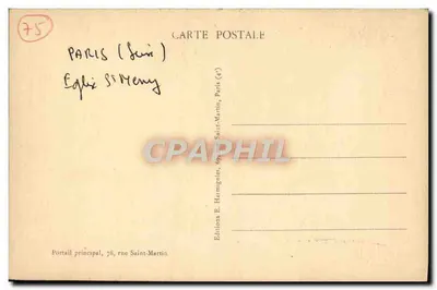 Parijs — Kerk van Saint-Merry — Uitgever E. Harmignies, n°2 — Achterkant