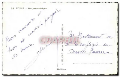 Royat — Widok panoramiczny — C.A.P. (wydawca) n°68 — Rewers