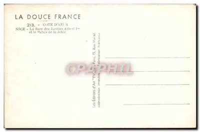 Nice — Flora ogrodów Albert I i Pałacu Jetée — Wydawnictwo Sztuki 'La Douce France' — Rewers
