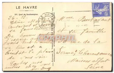 Le Havre — Calado de Southampton — Éditions G. Forestier — Verso