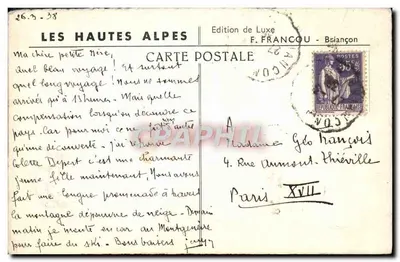 BRIANÇON (1326 m.) — editor F. FRANCOU — série LES HAUTES ALPES — Verso