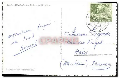 Ginebra - La Bahía y el Monte Blancco — Pirot, Editor - Ginebra — Reverso