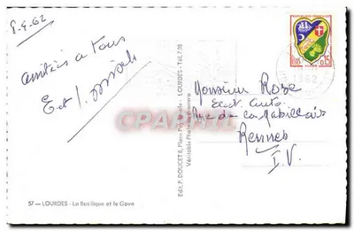 Lourdes — De Basiliek en het Gave — Edit. P. Doucet — Achterkant
