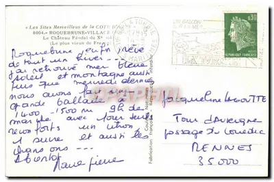 Zamek feudalny w Roquebrune-sur-Argens — najstarszy we Francji — Wydawca: Coupes françaises — Rewers