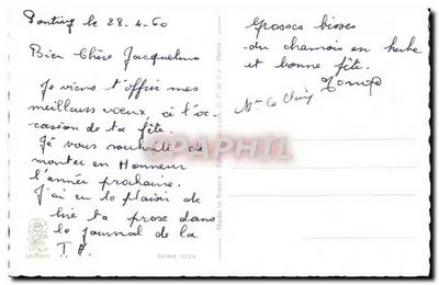 Arranjo de pêssegos — Boa Festa — La Rose, série 1024 — Verso