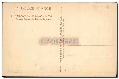 Carcassonne (Aude) — Przód Brama i Wieża Sprawiedliwości — Yvor — Rewers