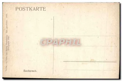 Bacharach — widok na Rzeka Ren i ruiny klasztoru — Verlag von Edm. von König, Heidelberg — Rewers