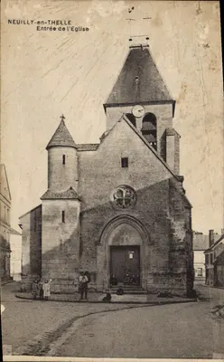 Bilhete postal antigo Neuilly en Thelle Entrada da Igreja