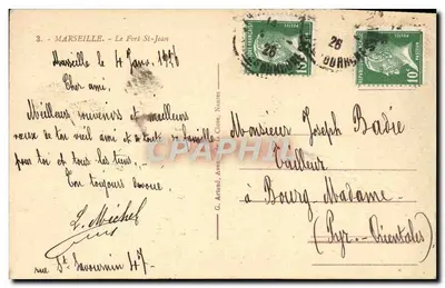O Forte Saint-Jean em Marselha — vista aérea — G. Artaud, n° 189 — Verso