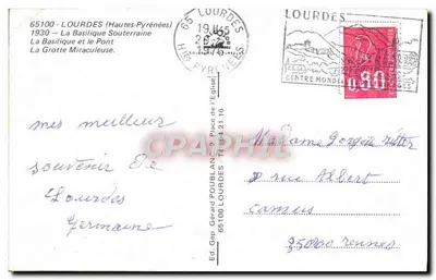 Lourdes — Bazylika, Grotta i Most — Wyd. Gep. Gérard Poulblanc — Rewers