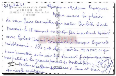 Menton — A Velha Cidade e a praia — IRIS — Verso