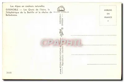 Grenoble — Los Puentes del Isère, el Teleférico de la Bastilla y la cadena de Belledonne — Reverso