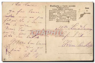 Jovem mulher em vestido de estilo Art Nouveau — segurando uma carta — editor: Postkarte — Fabricado na Alemanha — n° 129/4 — Verso