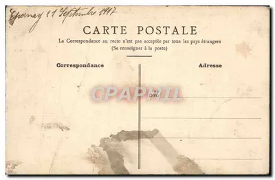 Castelo de Chornay — vista de campo com violetas — cartão postal — Verso