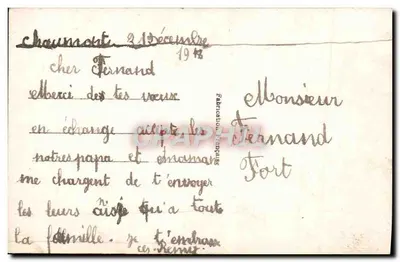 Menina segurando um buquê e uma carta — Boa e Feliz Ano Novo — E.M. 408 — Verso