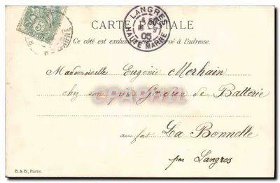 Cupido e jovens amantes — carta de felicitações — B. & B., Paris — Verso
