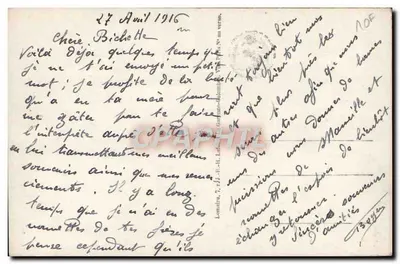 Lilas de Mai Porte Bonheur — dekoracyjna kartka pocztowa z ramką z gałęzi i kwiatami lili, wydawca N°168 — Rewers