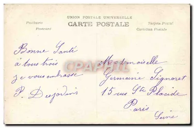 Muguet de Mai — Boa Sorte para o Ano — União Postal Universal — Verso