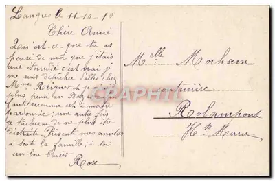 Joven mujer que sostiene una rosa — tarjeta postal de la serie 'Amitiés' — editada por Paris, n° 297 — Reverso