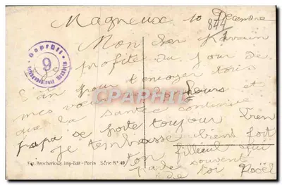 Scena zimowa z karozą — Wydawca Brocherieux, seria N° 49 — Rewers