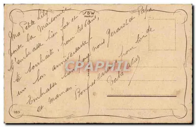 Arranjo de rosas e violetas — editor BW Paris, n° 185 — Verso