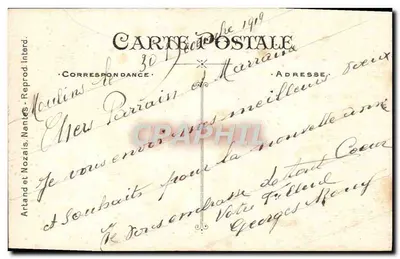 Flores de pensões — Boa Ano — Artand e Nozais, Nantes, n°11 — Verso