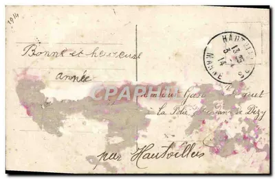 Niño con ramo de rosas — tarjeta postal coloreada — editor desconocido — Reverso