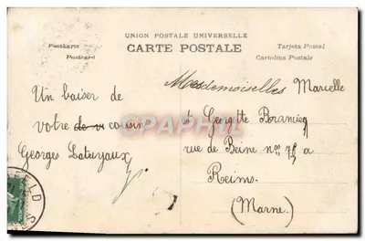 Dziewczyna w koronie kwiatów — Szczęśliwego Dnia Świętej Katarzyny — M.N. Paris n°1084 — Rewers