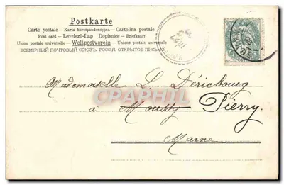 Pejzaż górski — białe kwiaty — A&M P. N° 308 — Rewers