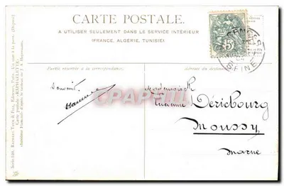 Tarjeta postal antigua Fantasía Interior Normando Folklore Mujer — Reverso