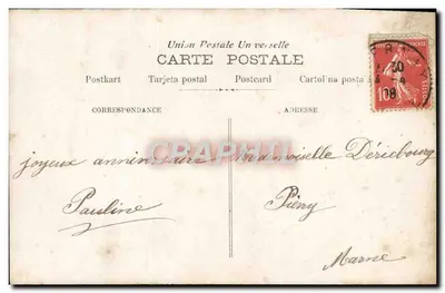 Mulher com buquê — Feliz Aniversário — União Postal Universal — Verso