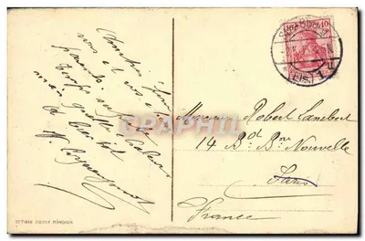 Strasbourg. Pomnik Klebera — figura Klebera na posadzie z tablicą i ogrodzeniem — wydawca Ottmar Zieher München — Rewers