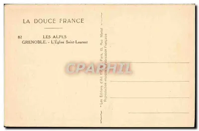 Grenoble - L'Église Saint-Laurent — Les Alpes — Éditions d'Art YV (Paris) — Verso