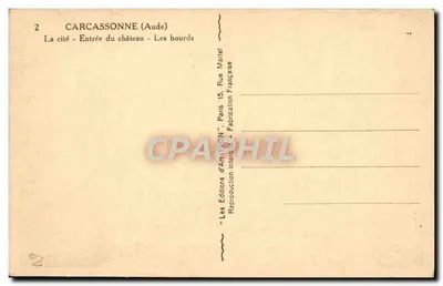 Carcassonne (Aude) — Entrada do castelo - Os hourds — Les Editions d'Art YMON, Paris — Verso