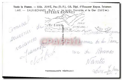 Les Eaux-Bonnes — Ogród Darralde i Ger — Wydawca JOVÉ — Rewers