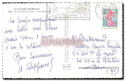 La Corniche des Maures — Ogólny widok — Société Éditions de France, Clapier — Rewers