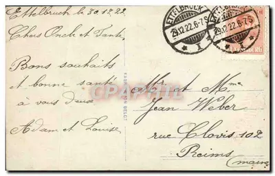 Criança em trenó — Boas Festas — Editor RB n° 588 — Verso