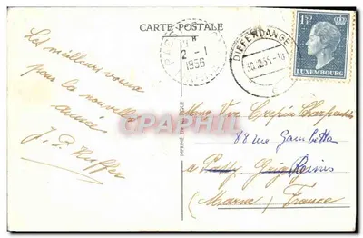 Winter Scene — Couple Exchanging a Card — Publisher Not Visible — Back