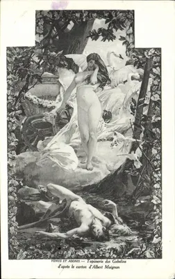 Venus và Adonis — Tranh dệt Gobelins theo bản phác thảo của Albert Maignan