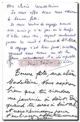 Bouquet of flowers in a basket — Happy Birthday — Postcard with handwritten message — Back