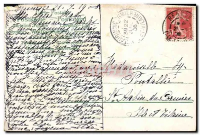Bilhete postal antigo Fantasia Anjo Pomba — Verso